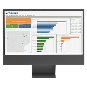 Desktop showing analytics from the MEDILOGIX portal